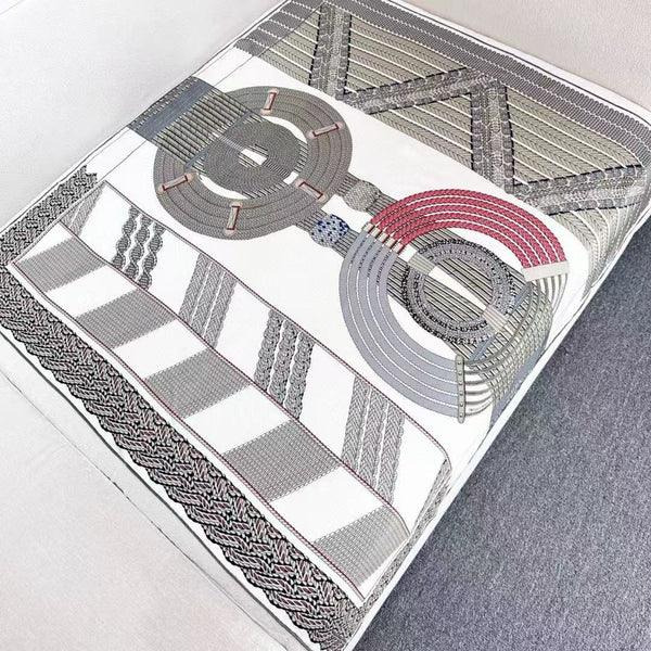 Square Scarf 90 CM In White Colorful Cashmere Silk  330351