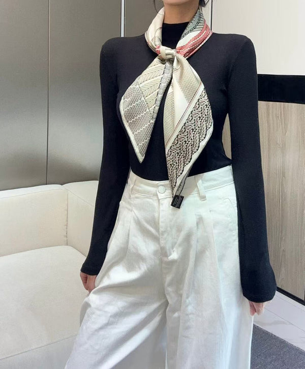 Square Scarf 90 CM In White Colorful Cashmere Silk  330351