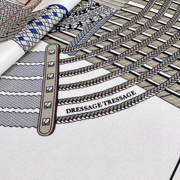 Square Scarf 90 CM In White Colorful Cashmere Silk  330351