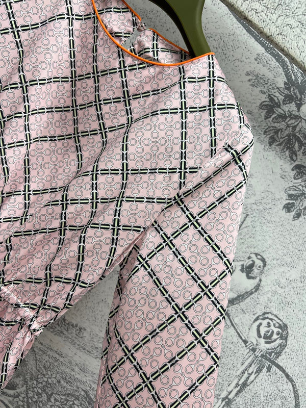 GG Printed Silk Dress Pink Ready To Wear