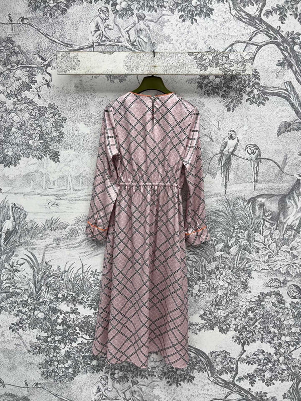 GG Printed Silk Dress Pink Ready To Wear