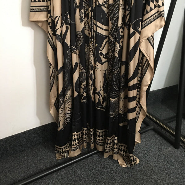 Zimmermann Lllustration Otto Gown Black Beige in Viscose Silk