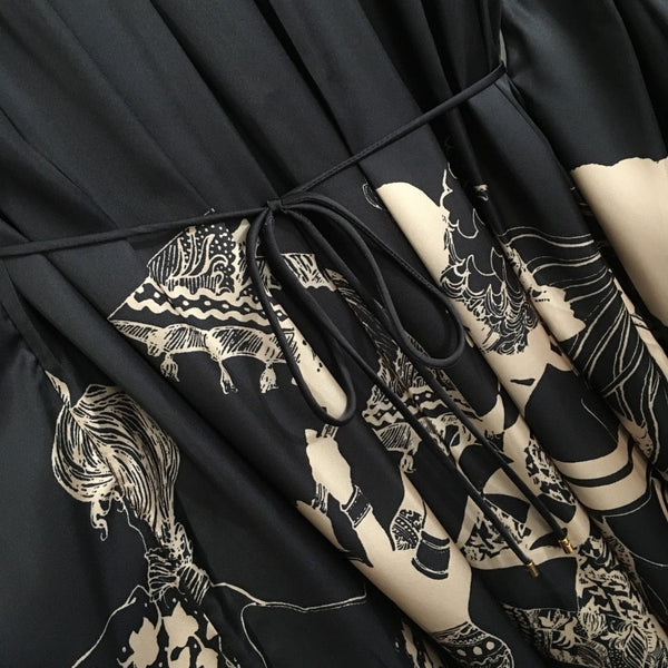Zimmermann Lllustration Otto Gown Black Beige in Viscose Silk