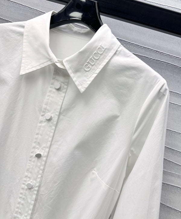 Gucci Midi Dress in White Cotton Poplin