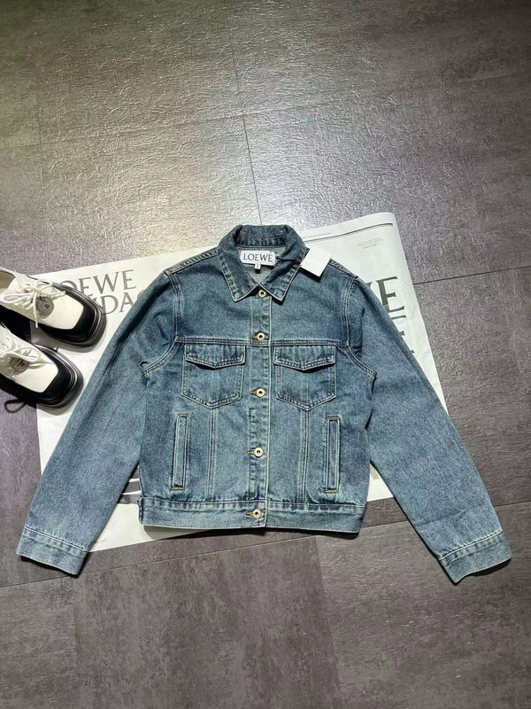 Loew Anagram Shirt Jacket Blue Denim Cotton