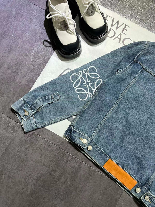 Loew Anagram Shirt Jacket Blue Denim Cotton