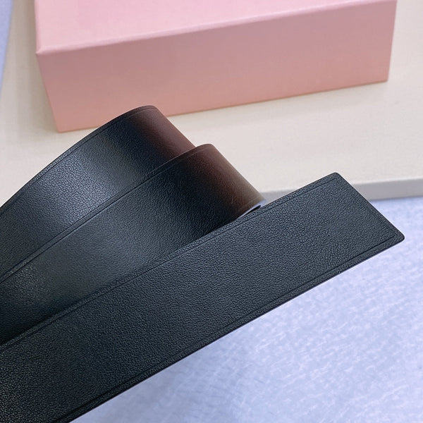 Miu Belt 30mm Black Calfskin