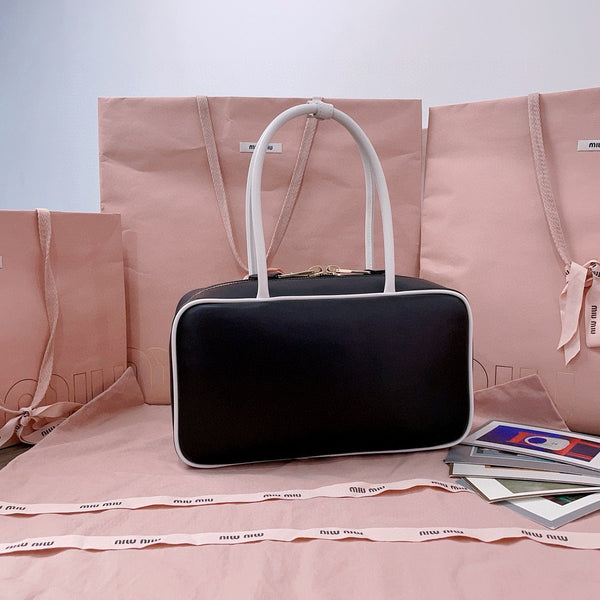 Miu Miu Beau Tote Bag Black Leather Gold-Tone Hardware