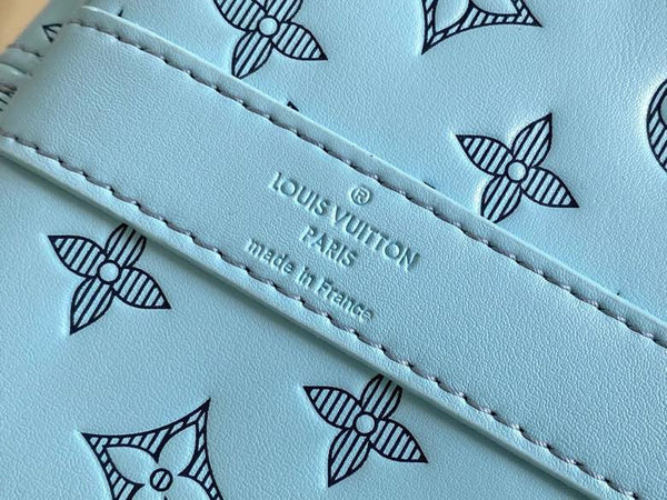 LV Keepall Bandouliere 50 Travel Bag Light Blue Monogram Calfskin