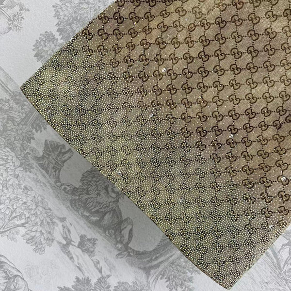 GG Brown Mix Light Green Canvas Mini Skirt With Embroidery