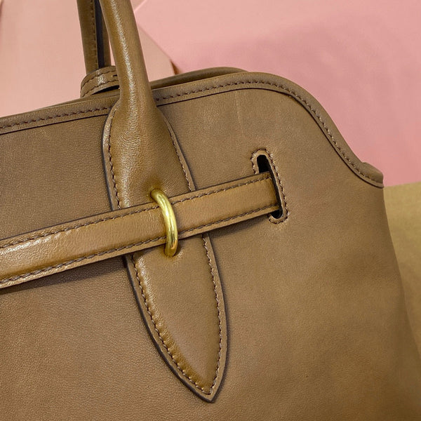 Miu Tote Bag 40 Brown Aventure Nappa Leather