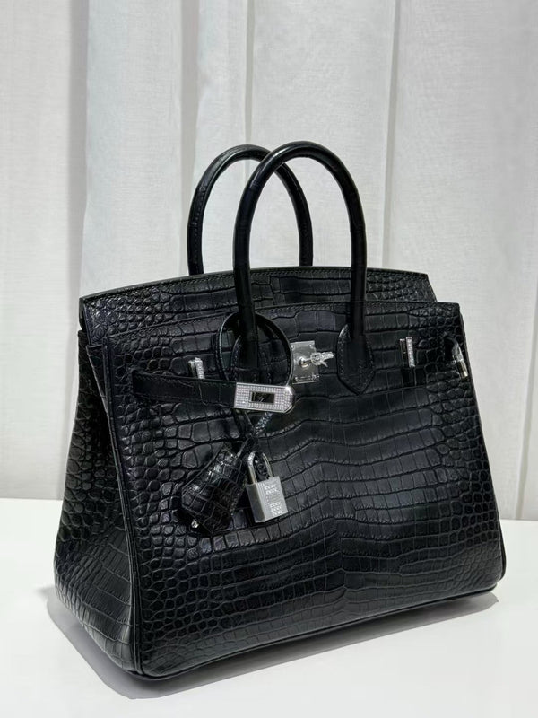 HM Birkin 35cm Black Crocodile Silver Hardware (Needs 30-day preparation)