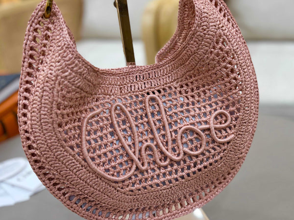 Chloe Summer Banana Hobo Bag Summery Beige In Raffia