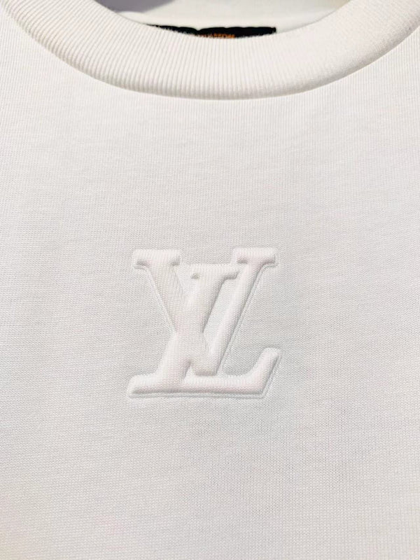 T-shirt con logo bianco LV in cotone bianco