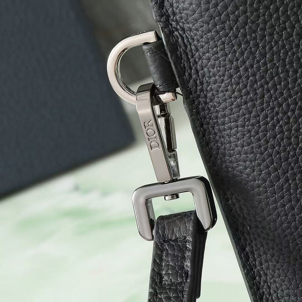 CD A5 Pouch Black Grained Calfskin with CD Icon