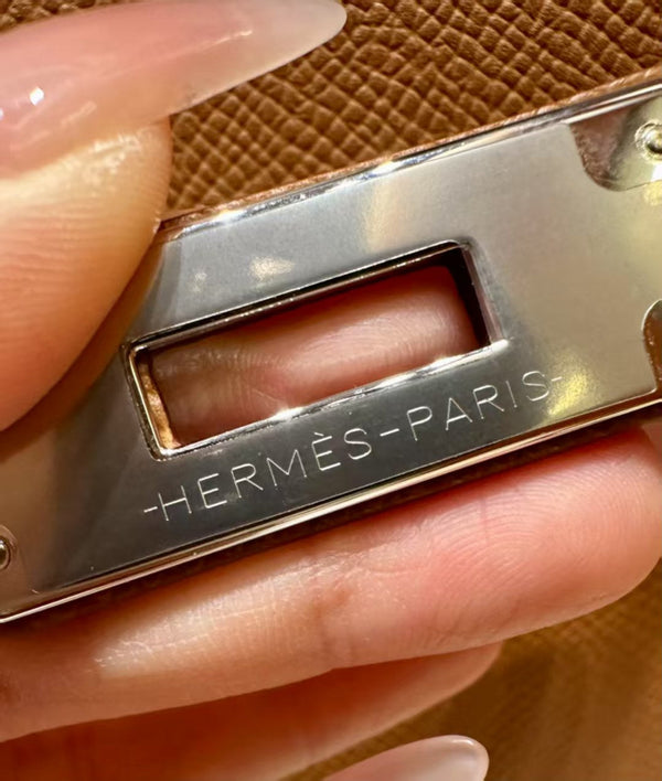 HM Kelly 32cm Bag Gold Epsom Silver Hardware