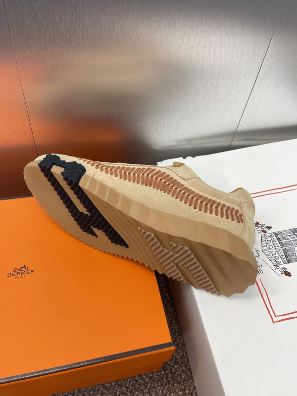 Sneakers HM Bouncing in tela marrone caramello e pelle scamosciata beige chiaro H Brown