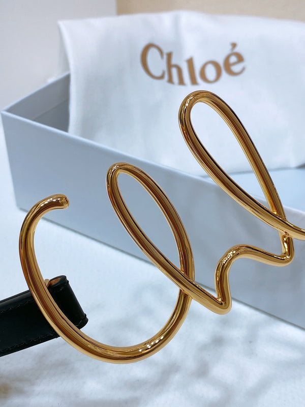 The Chloé Iconic Small Belt In Soft Black Calfskin And Brass