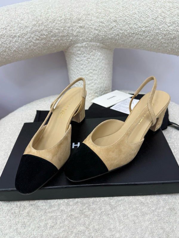 CC 25A Slingback Beige Suede