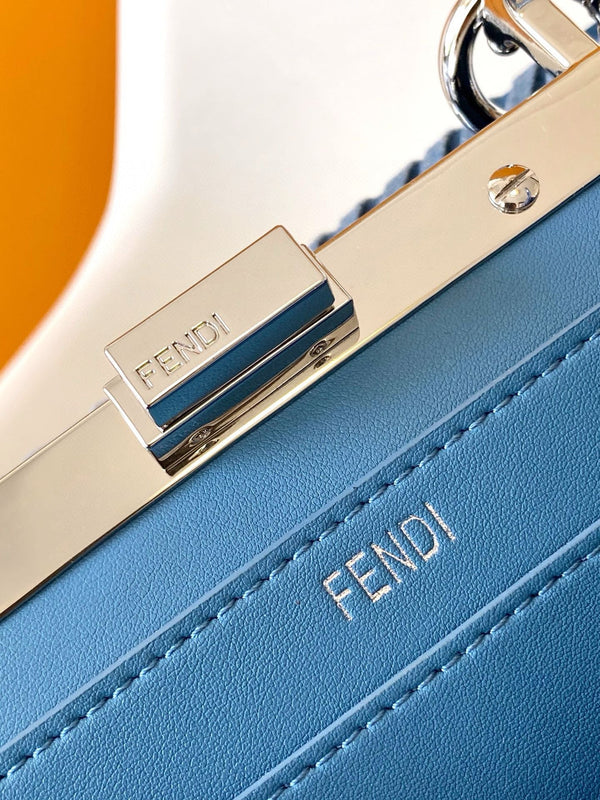 Peekaboo ISeeU Small 27cm Bag Blue Denim And Leather