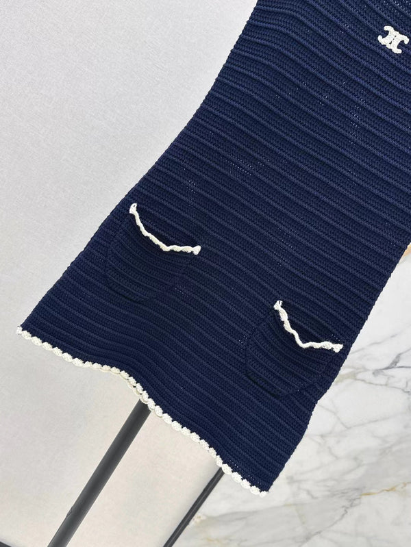 Celine Vest Dress Blue White Cotton