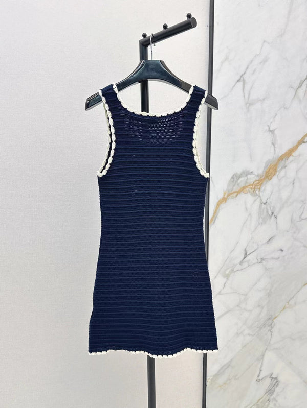 Celine Vest Dress Blue White Cotton