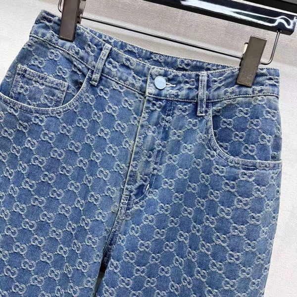 Gucci Monogram Pant Blue Cotton