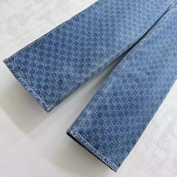Gucci Monogram Pant Blue Cotton
