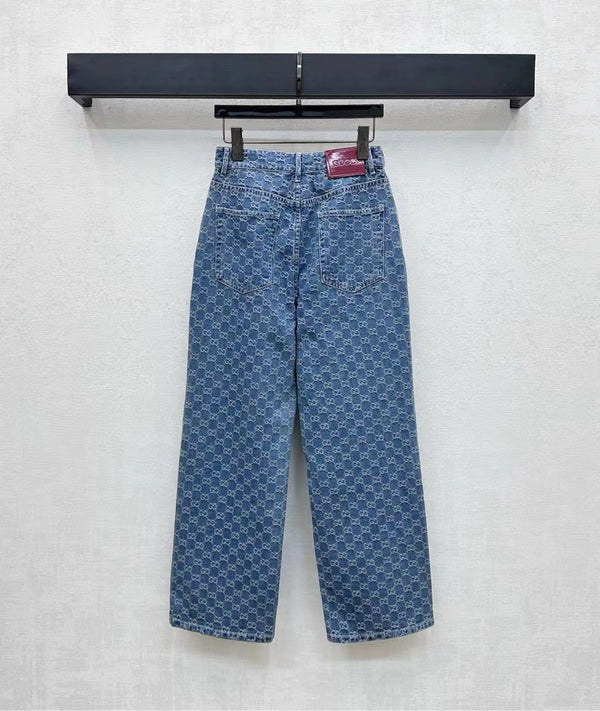 Gucci Monogram Pant Blue Cotton