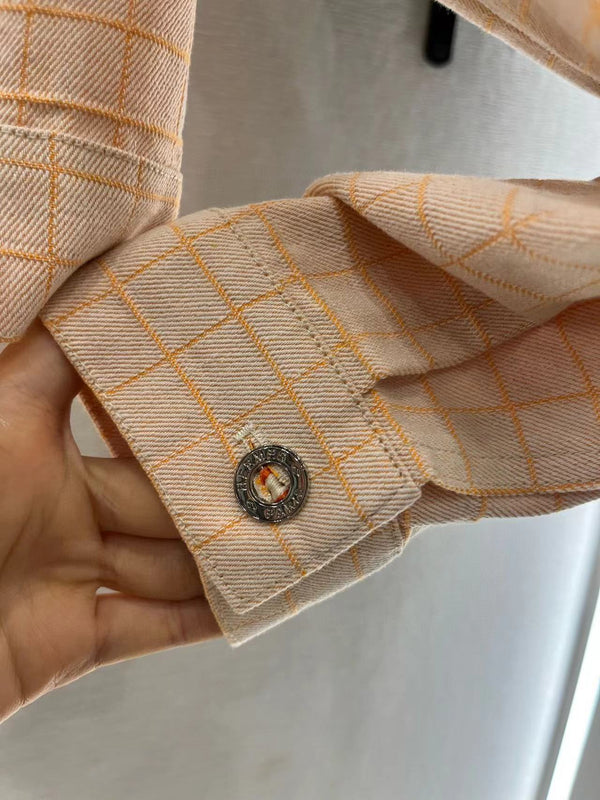 Hermes Plaid Jacket Beige Cotton