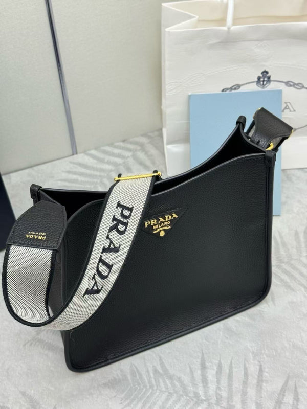 Prada 30cm Bag Black Calfskin Canvas