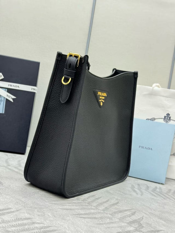 Prada 30cm Bag Black Calfskin Canvas