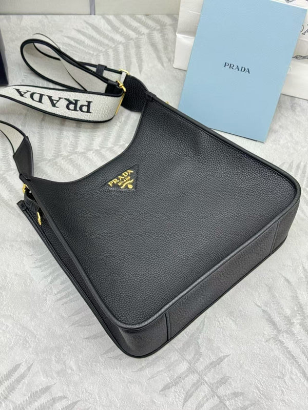 Prada 30cm Bag Black Calfskin Canvas