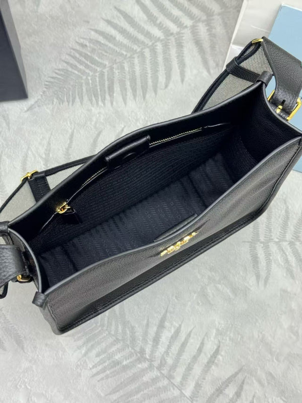 Prada 30cm Bag Black Calfskin Canvas