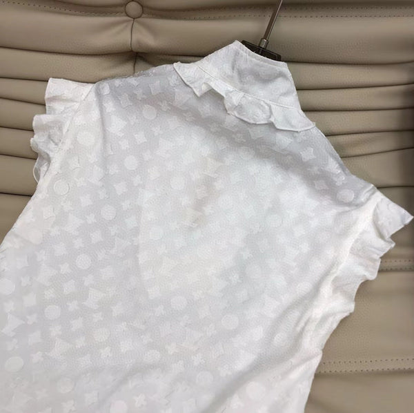 LV Frill Blouse White Cotton