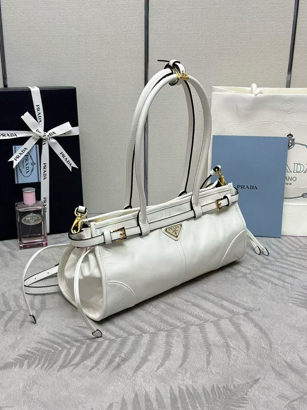 Prada Bonnie Medium Handbag 32cm White Calfskin