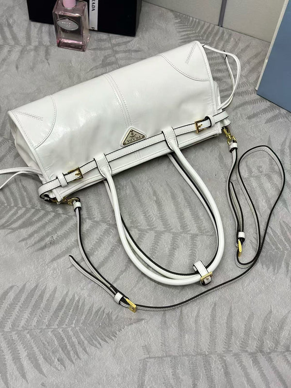 Prada Bonnie Medium Handbag 32cm White Calfskin