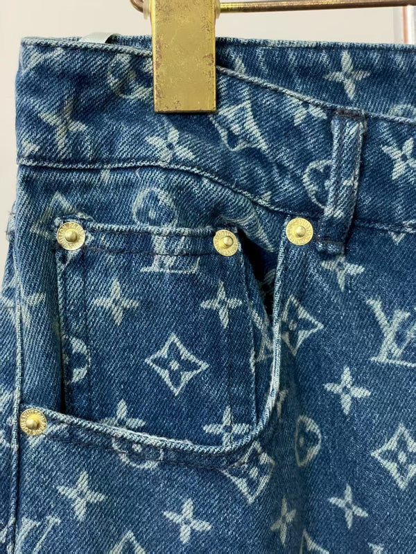 LV Monogram Blue Denim Pants