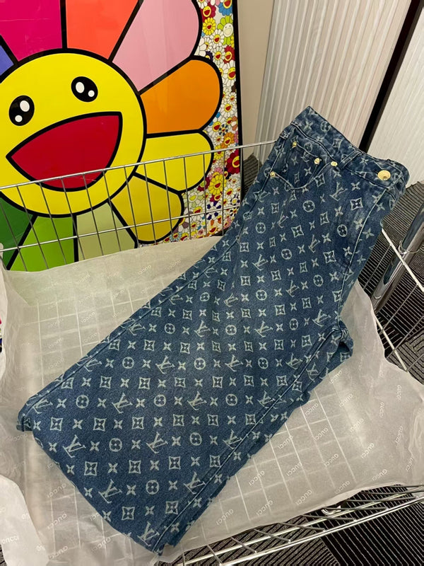 LV Monogram Blue Denim Pants