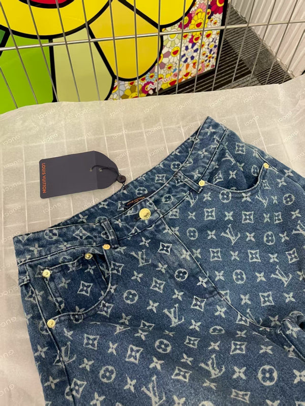 LV Monogram Blue Denim Pants
