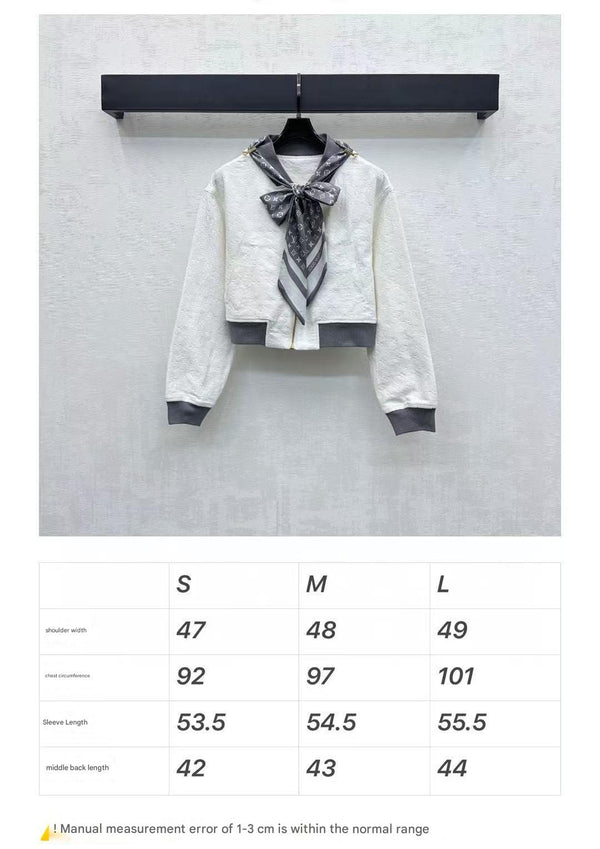 LV25 Embossed Denim Scarf Jacket White Grey Cotton 291766