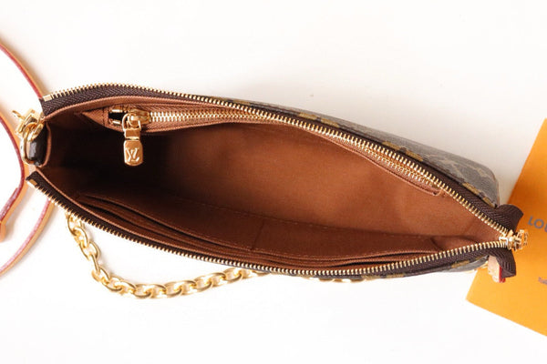 LV Pochette Accessoires Handbag 24cm in Dark Brown Monogram Canvas