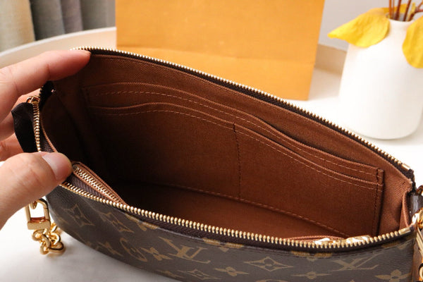 LV Pochette Accessoires Handbag 24cm in Dark Brown Monogram Canvas