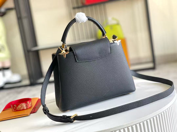 LV Capucines Handbag 27cm Black Gold Cowhide