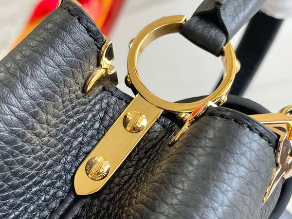 LV Capucines Handbag 27cm Black Gold Cowhide