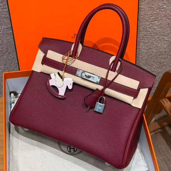 HM BIRKIN 25CM BURGUNDY TOGO LEATHER SILVER HARDWARE