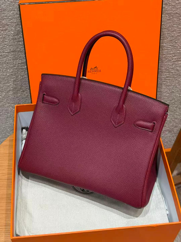 HM BIRKIN 25CM BURGUNDY TOGO LEATHER SILVER HARDWARE