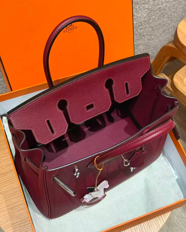 HM BIRKIN 25CM BURGUNDY TOGO LEATHER SILVER HARDWARE