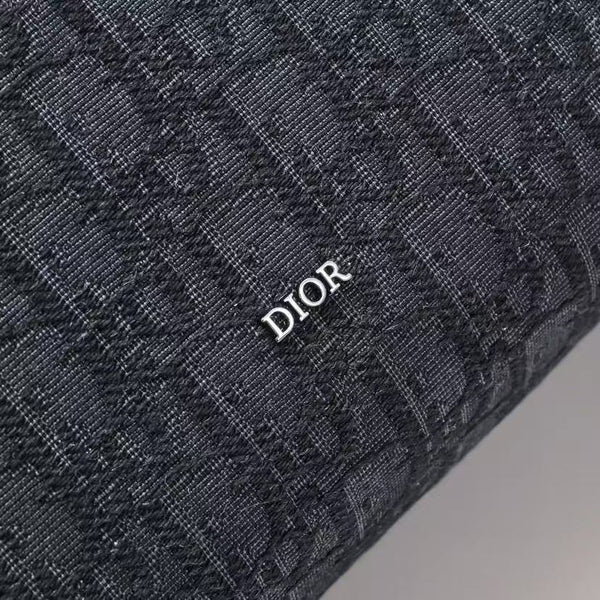 Toiletry Bag Black Dior Oblique Jacquard and Black Grained Calfskin