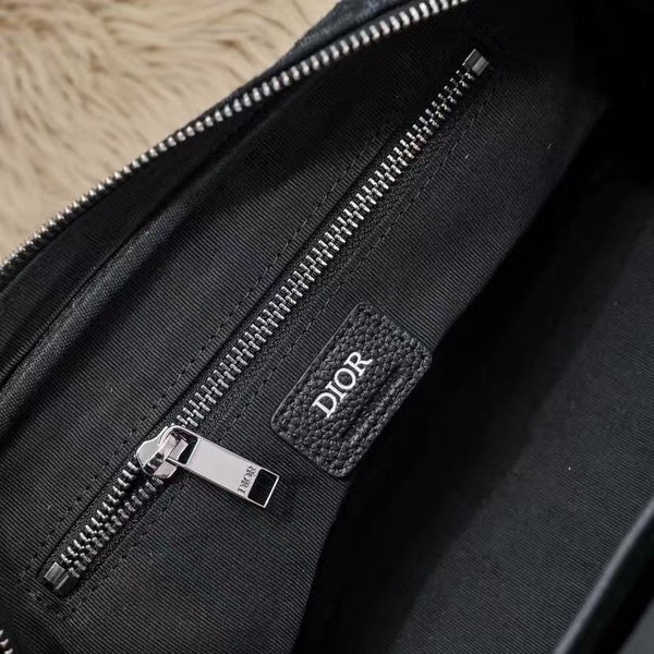 Toiletry Bag Black Dior Oblique Jacquard and Black Grained Calfskin